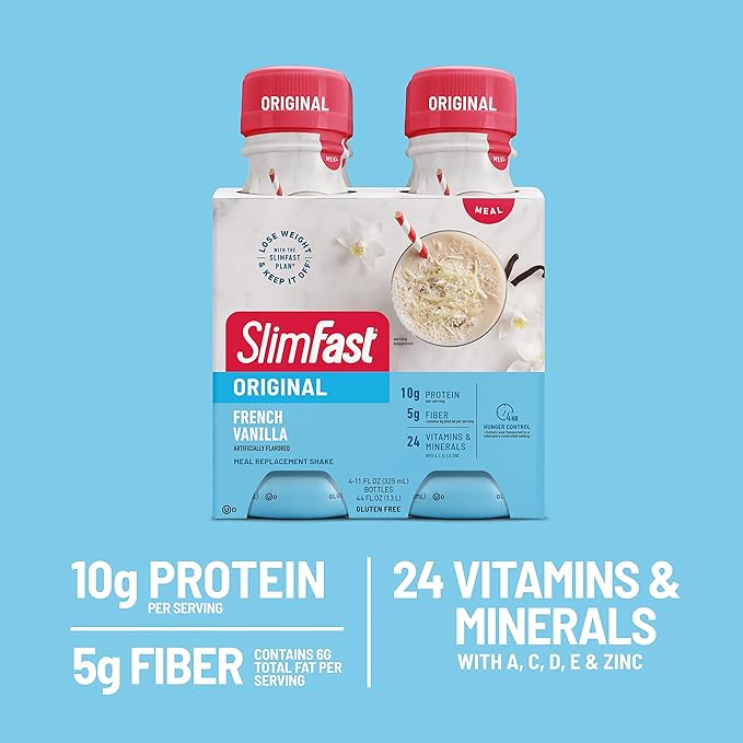 SlimFast Meal Replacement Shake, Original French 10g of 11 Fl. 4 Count