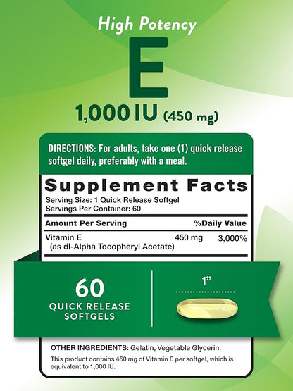 Nature's Truth Vitamin E Softgels 1000 IU 60 Count