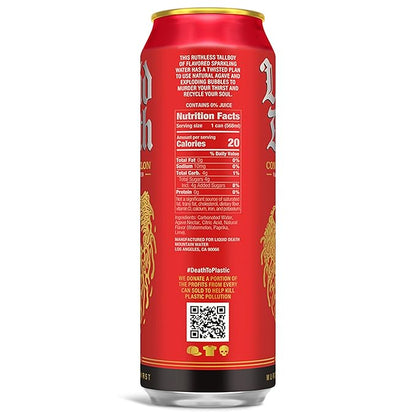 Liquid Death, Convicted Melon Sparkling Water, 8-Pack (King Size 19.2oz Cans), Watermelon Flavored Sparkling Beverage Sweetened With Real Agave, Low Calorie & Low Sugar