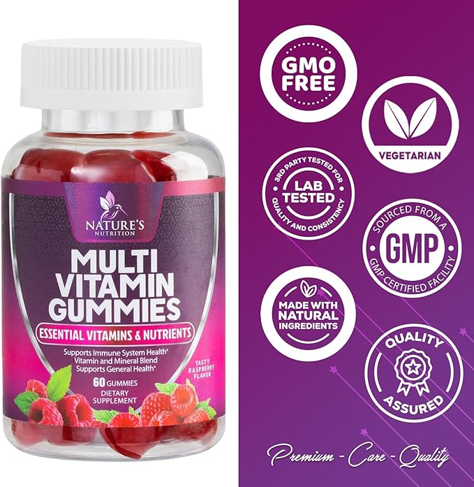Multivitamin Gummies, Extra Strength Daily Multi B6, B12, B12, Zinc 60 Gummies