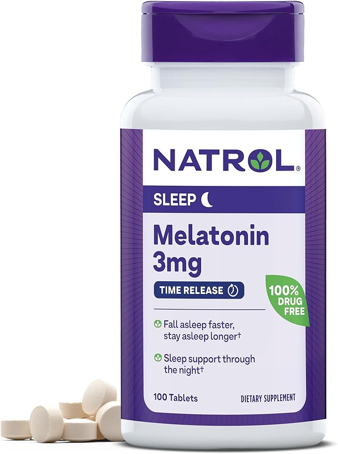 Natrol Melatonin Time Release Tablets, Helps 100% Vegetarian, 3mg, 100 100 Count