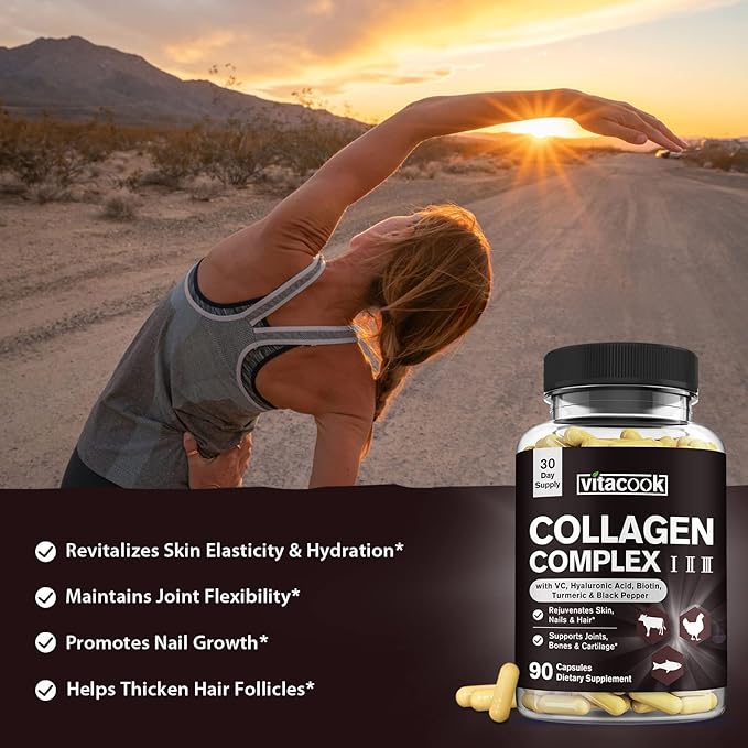 Collagen Peptides Complex, Type I, II, 2025 MG, 90 Caps