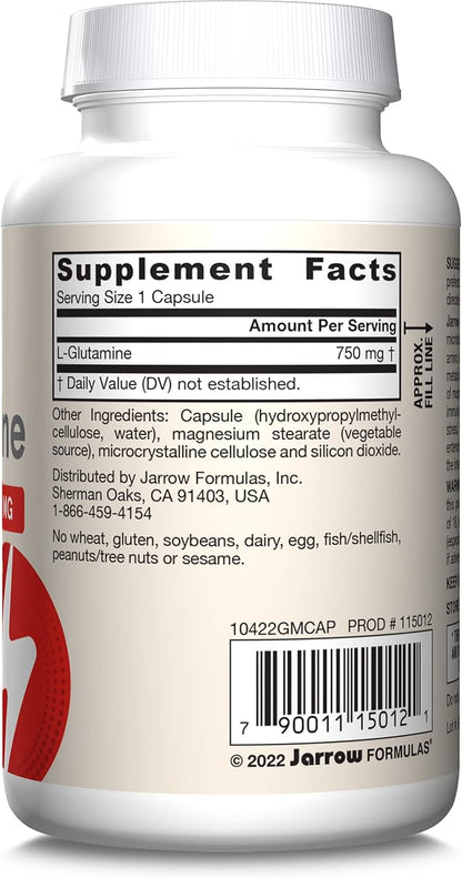 Jarrow Formulas L-Glutamine 750 mg, Dietary 120 Veggie 120 Day