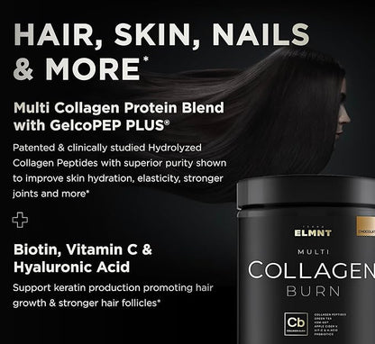 ELMNT Premium Chocolate Collagen for Women KSM66, Hyaluronic