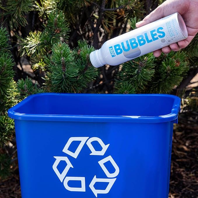 JUST Bubbles Lime - Pure Premium Sparkling Spring Water in a Fully Recyclable Reusable Eco-Friendly Bottle - 100% Mountain-Sourced Carbonated Water with Naturally Occurring Minerals, 16 Fl Oz (Pack of 12)