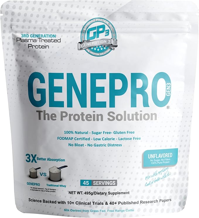 Genepro Unflavored Protein Powder (3rd Generation, 45 Servings)
