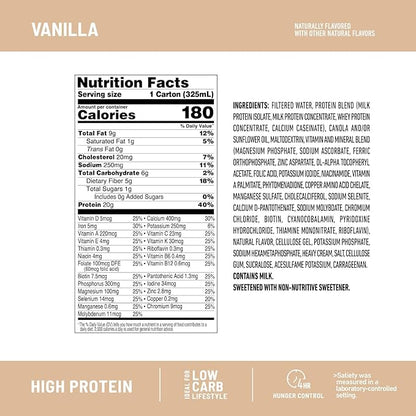 SlimFast Protein Shake, Vanilla- 20g Protein, 24 Vitamins 12 Count 1)
