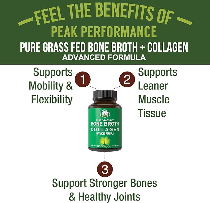 Bone Broth Collagen Capsules. 180 Pills 3 Collagen 1, 2, 2, and 3. Pure