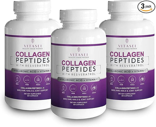 Collagen Peptide Capsules with Hyaluronic Acid, 60 Count 3)