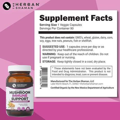 Mushroom Supplement Immune Support (90 Capsules)