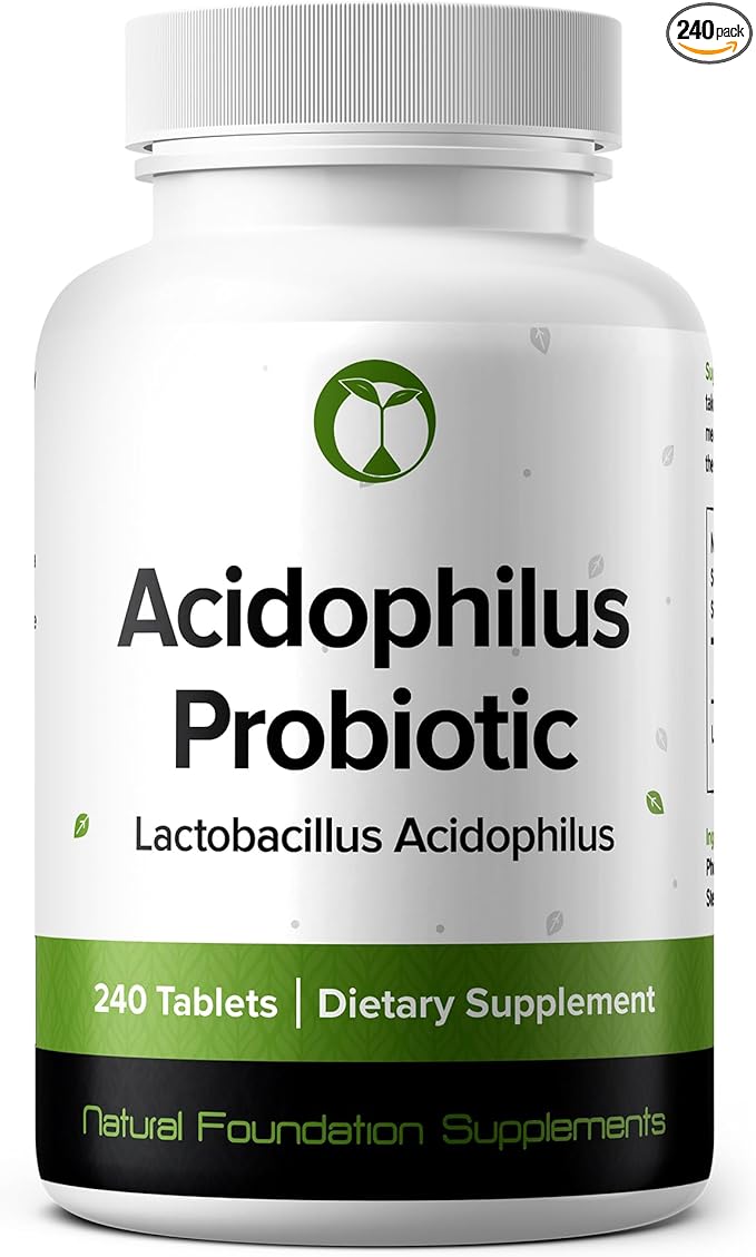 Lactobacillus Acidophilus Probiotic Supplement 240 Tablets 3 Billion CFU Probiotics for Men & Women Supports Intestinal Digestive & Gut Health Made in The USA (240, Lactobacillus Acidophilus)