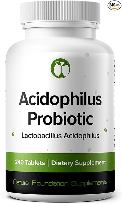 Lactobacillus Acidophilus Probiotic Supplement 240 Tablets 3 Billion CFU Probiotics for Men & Women Supports Intestinal Digestive & Gut Health Made in The USA (240, Lactobacillus Acidophilus)