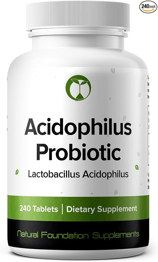 Lactobacillus Acidophilus Probiotic Supplement 240 Tablets 3 Billion CFU Probiotics for Men & Women Supports Intestinal Digestive & Gut Health Made in The USA (240, Lactobacillus Acidophilus)