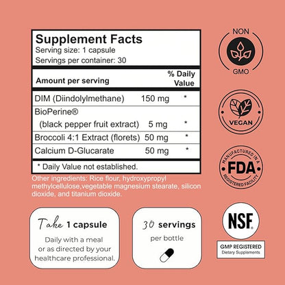 DIM Skin Mix Acne Supplement | Supporting Hormonal Balance and Estrogen Metabolism for Men & Women | Clear Blemish-Free Radiant Healthy Skin | Help Treat Breakouts with Diindolylmethane (DIM)