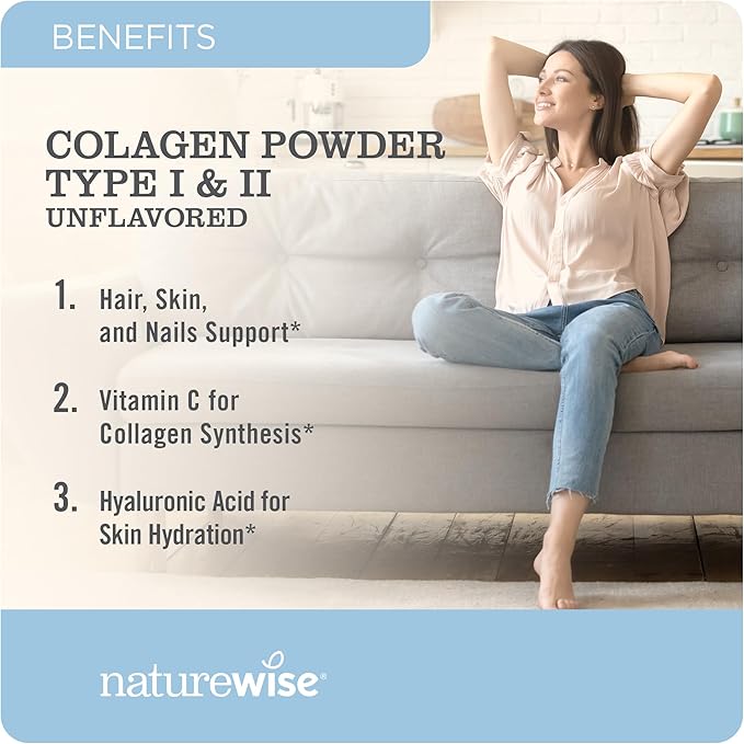 NatureWise Collagen Peptides Powder with Hyaluronic 60 Servings