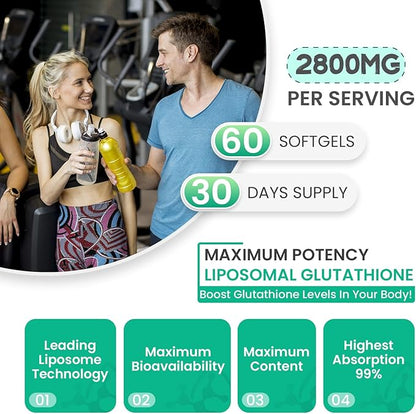2800 MG Liposomal Glutathione Softgels, Max 60 Softgels