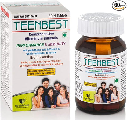 Teenbest Multivitamin & Minerals Supplement Q10, 60 60 Tablets