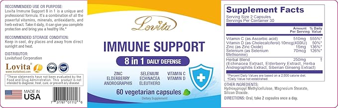Lovita Immune Support 8 in 1, 60 Vegetarian