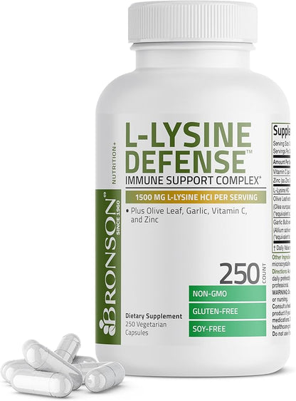 Bronson L-Lysine Defense Immune Support Complex 1500 MG 250 Vegetarian