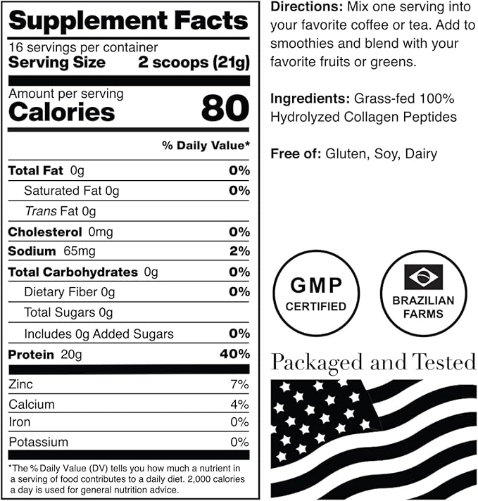 Norcal Hydrolyzed Collagen Peptides, 12oz 20g Protein, 0g Carbs/Fat