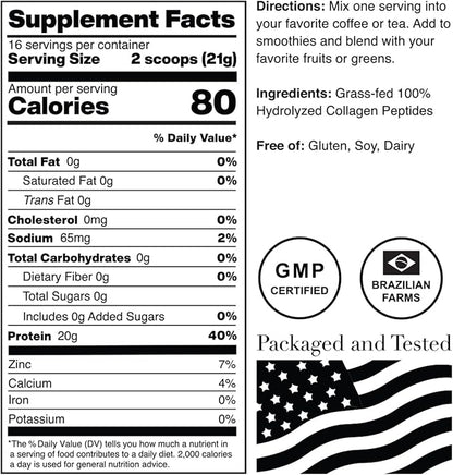 Norcal Hydrolyzed Collagen Peptides, 12oz 20g Protein, 0g Carbs/Fat