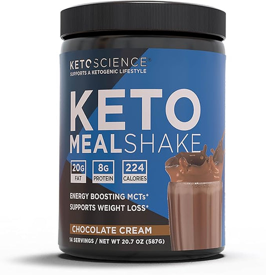 Keto Science Ketogenic Meal Shake Chocolate Dietary Supplement, Rich in MCTs and Protein, Packed with Collagen, Vitamins and Minerals, Keto and Paleo Friendly, Weight Loss, (14 servings), 20.49 Oz