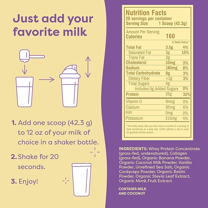 FlavCity Protein Powder Smoothie, Vanilla 100% Grass-Fed (25g of (29.84 oz)