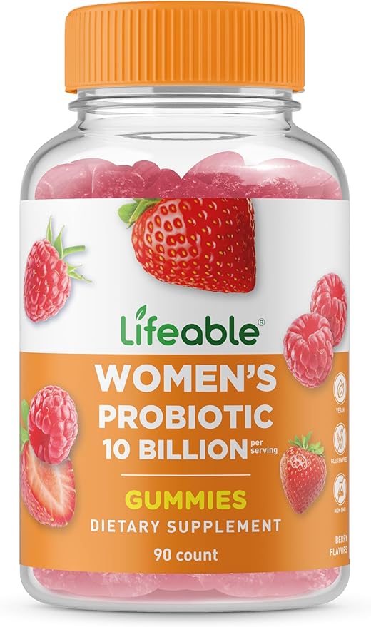 Lifeable Probiotics for Women | 10 Billion CFU | Great Tasting Womens Probiotic Gummies | Women Probiotic for Vaginal Health and Immune Support | 90 Probiotics Gummies