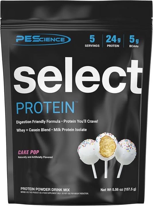 PEScience Select Low Carb Protein Powder, Cake Pop, 5 Serving, Keto Friendly and Gluten Free