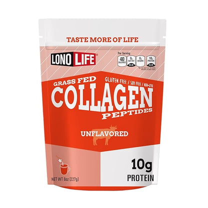 LonoLife - Unflavored Collagen Peptides 10g Protein, 8-Ounce Bulk