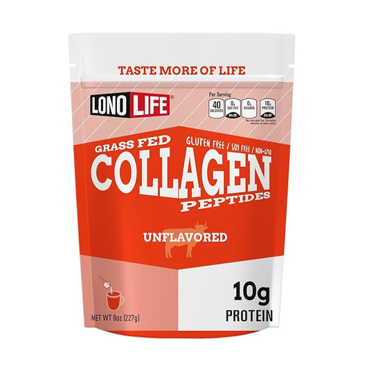 LonoLife - Unflavored Collagen Peptides 10g Protein, 8-Ounce Bulk