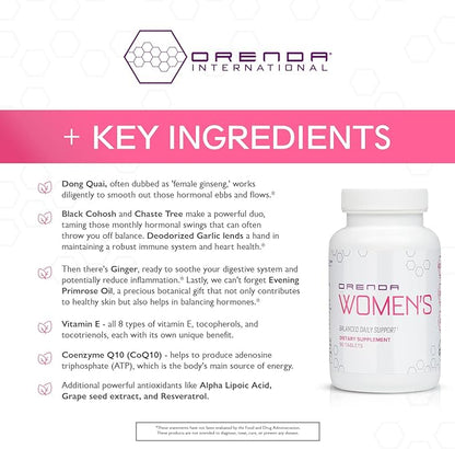 Orenda Womens Multivitamin- Holistic Wellness for Women | with O-Harmony Blend, Dong Quai, Black Cohosh, and More! | Vitamins, Minerals, Hormonal Balance, Immune Support & Heart Health - 90 Tablets