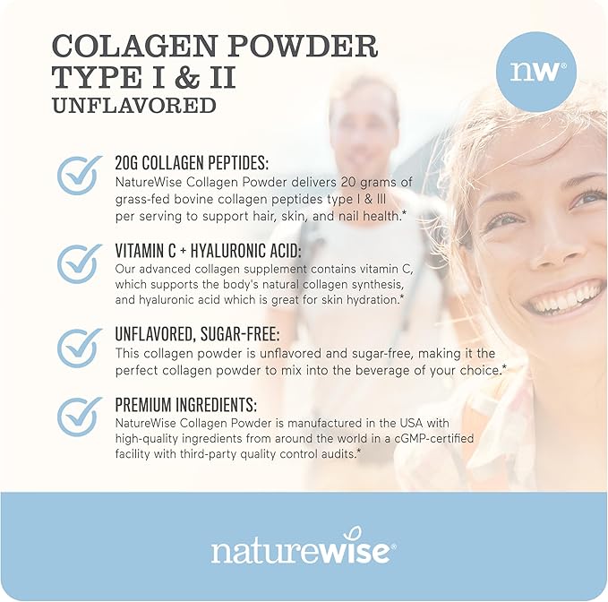 NatureWise Collagen Peptides Powder with Hyaluronic 60 Servings