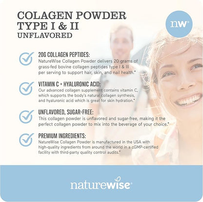 NatureWise Collagen Peptides Powder with Hyaluronic 60 Servings