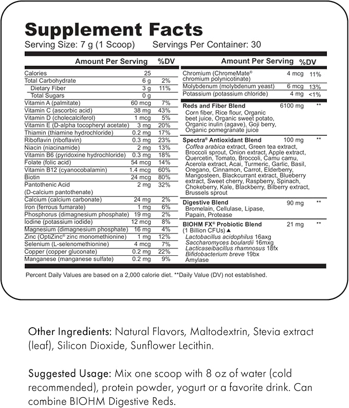BIOHM Essential Digestive Reds, Superfood Powder,