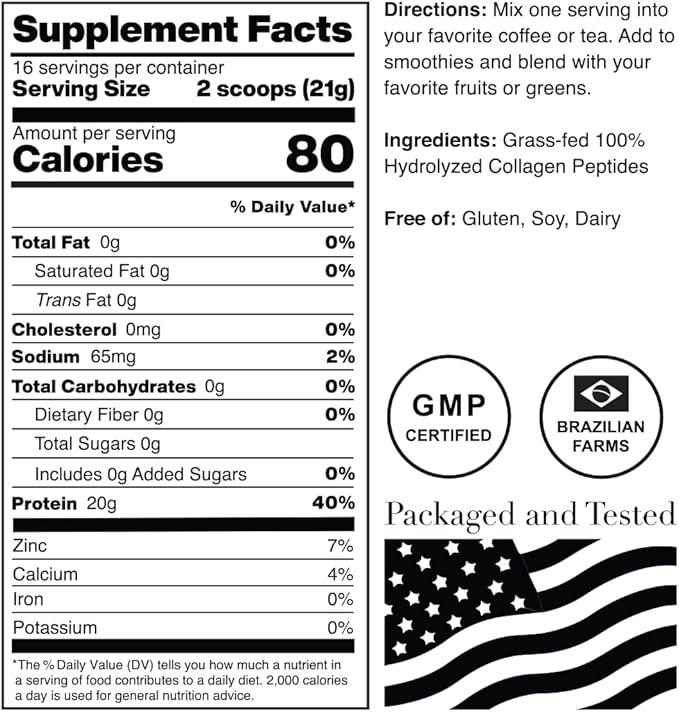 Norcal Hydrolyzed Collagen Peptides, 12oz 20g Protein, 0g Carbs/Fat