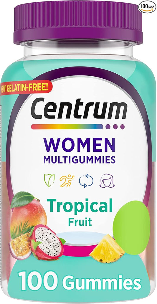 Centrum Women's Multivitamin Gummies, Tropical Fruit 100 Count, 50 Day
