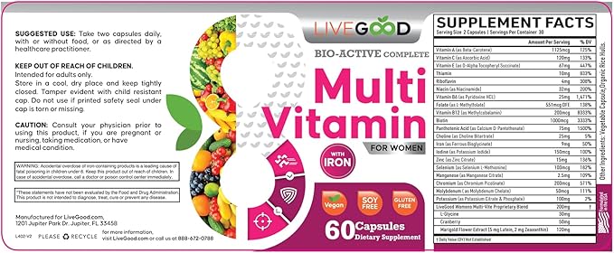LIVEGOOD™ Women's Bio-Active Complete Multivitamin B12, C, 60 Capsules