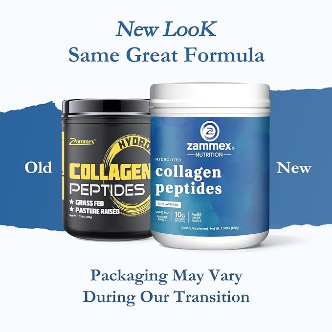 Zammex Premium Collagen Peptides Powder Unflavored,Hydrolyzed Friendly,60 Servings