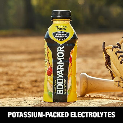 BODYARMOR Sports Drink Sports Beverage, Tropical Punch, Coconut Water Hydration, Natural Flavors With Vitamins, Potassium-Packed Electrolytes, Perfect For Athletes, 16 Fl Oz (Pack of 12)