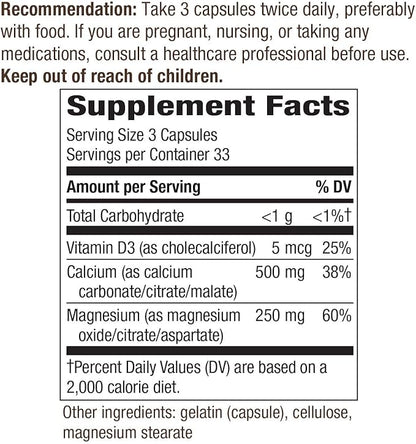 Nature's Way Calcium-Magnesium-Vitamin D Capsules, Supports 100 Capsules