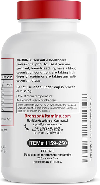 Bronson Antarctic Krill Oil 2000 mg Omega-3s EPA, 250 Softgels (125 Servings)