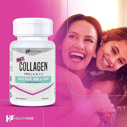 Multi Collagen Peptides pills for Women 14 in 1 | 90 Count