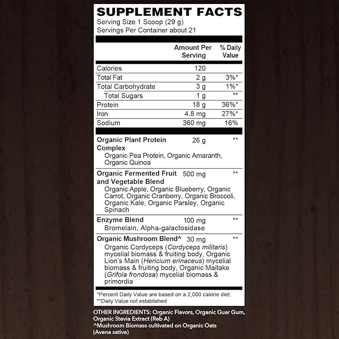 Organic Vegan Protein Powder 18.5 oz, 21 Servings