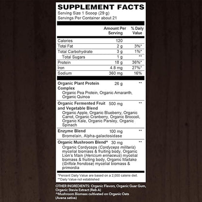 Organic Vegan Protein Powder 18.5 oz, 21 Servings