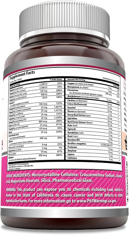 Amazing Formulas Multivitamin Food Based Tablets 25 Million 150 Count)
