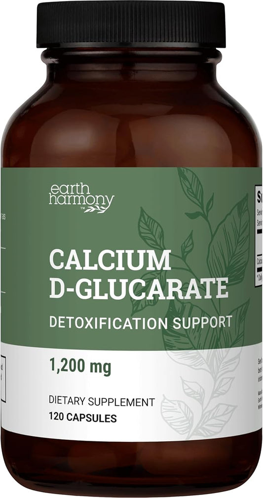 Earth Harmony Calcium D-Glucarate 1200mg 500mg - 120 Capsules (2-Month Supply)