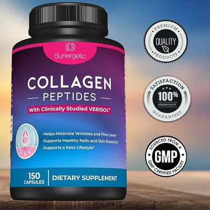 Sunergetic Premium Collagen Peptides Capsules – 2500 mg 1 & 3 – 150 Collagen