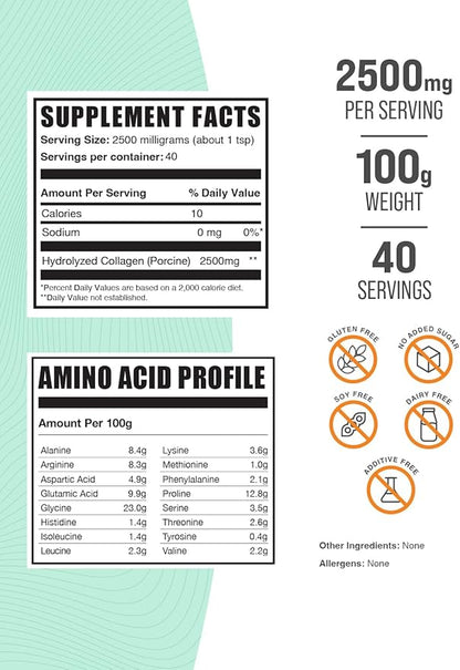 BulkSupplements.com Porcine Collagen Powder 2500mg per 100g (3.5 (3.5 oz) 1)