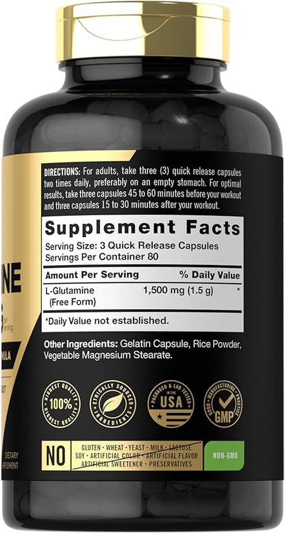 Carlyle L Glutamine Capsules 1500mg | 240 Count